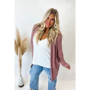 Boutique Blakely Lola Cardigan Mulberry Waffle Cardigan One Size (OS)